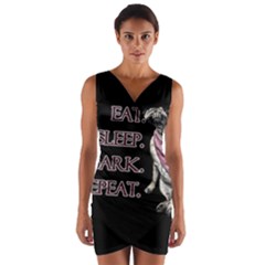 Eat, Sleep, Bark, Repeat Pug Wrap Front Bodycon Dress by Valentinaart