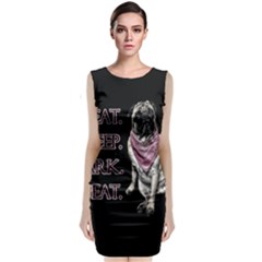 Eat, Sleep, Bark, Repeat Pug Sleeveless Velvet Midi Dress by Valentinaart