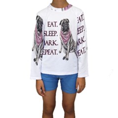 Eat, Sleep, Bark, Repeat Pug Kids  Long Sleeve Swimwear by Valentinaart