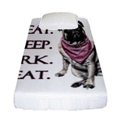 Eat, Sleep, Bark, Repeat Pug Fitted Sheet (single Size) by Valentinaart