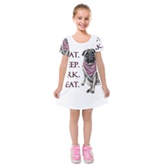 Eat, Sleep, Bark, Repeat Pug Kids  Short Sleeve Velvet Dress