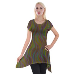 Pattern Short Sleeve Side Drop Tunic