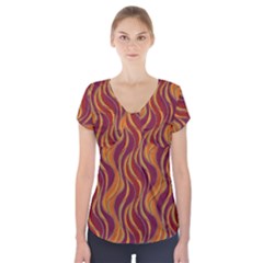 Pattern Short Sleeve Front Detail Top