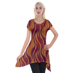 Pattern Short Sleeve Side Drop Tunic