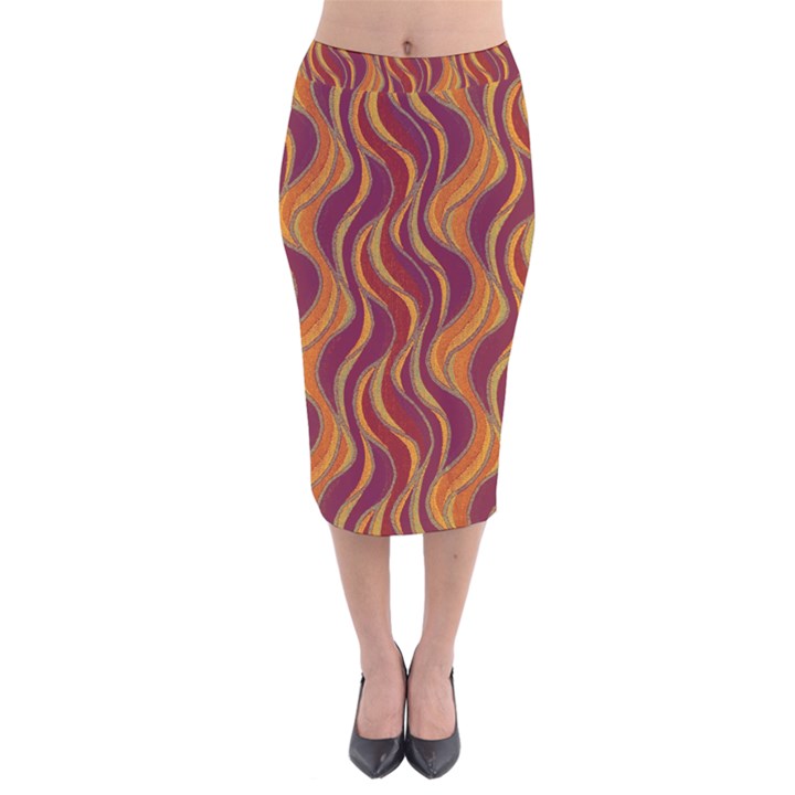 Pattern Velvet Midi Pencil Skirt