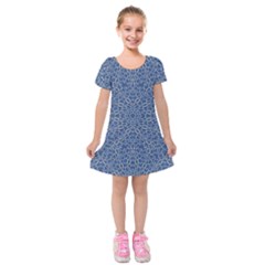 Intricate Geometric Print Kids  Short Sleeve Velvet Dress