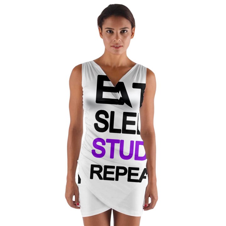 Eat sleep study repeat Wrap Front Bodycon Dress