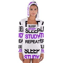 Eat sleep study repeat Women s Long Sleeve Hooded T-shirt