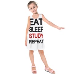 Eat Sleep Study Repeat Kids  Sleeveless Dress