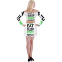 Eat sleep study repeat Off Shoulder Top with Skirt Set View2