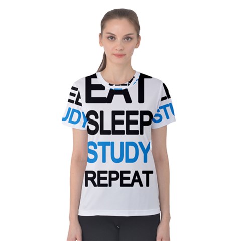 Eat Sleep Study Repeat Women s Cotton Tee by Valentinaart