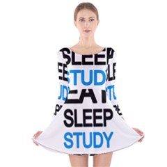 Eat Sleep Study Repeat Long Sleeve Velvet Skater Dress by Valentinaart