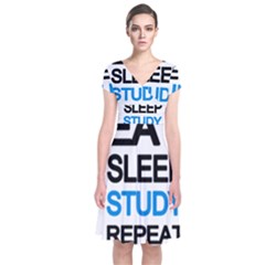 Eat Sleep Study Repeat Short Sleeve Front Wrap Dress by Valentinaart