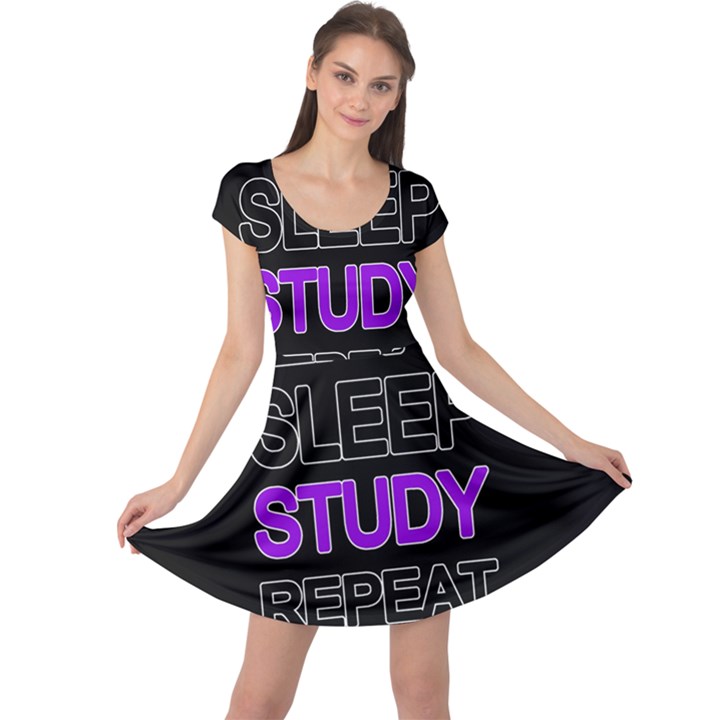 Eat sleep study repeat Cap Sleeve Dresses