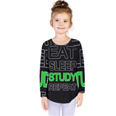 Eat Sleep Study Repeat Kids  Long Sleeve Tee