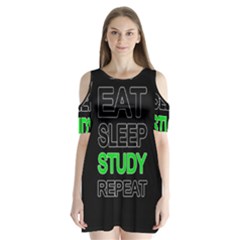 Eat Sleep Study Repeat Shoulder Cutout Velvet  One Piece by Valentinaart