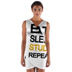 Eat Sleep Study Repeat Wrap Front Bodycon Dress by Valentinaart