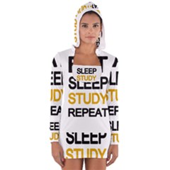 Eat Sleep Study Repeat Women s Long Sleeve Hooded T-shirt by Valentinaart