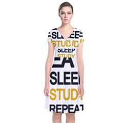 Eat Sleep Study Repeat Short Sleeve Front Wrap Dress by Valentinaart