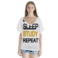 Eat Sleep Study Repeat Flutter Sleeve Top by Valentinaart