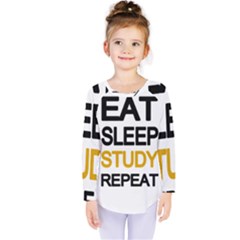 Eat Sleep Study Repeat Kids  Long Sleeve Tee