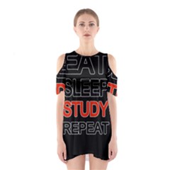 Eat Sleep Study Repeat Shoulder Cutout One Piece by Valentinaart