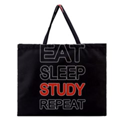 Eat Sleep Study Repeat Zipper Large Tote Bag by Valentinaart