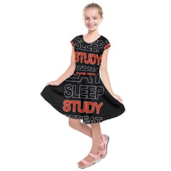 Eat Sleep Study Repeat Kids  Short Sleeve Dress by Valentinaart