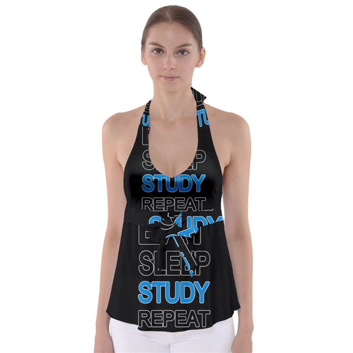 Eat sleep study repeat Babydoll Tankini Top