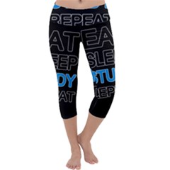 Eat Sleep Study Repeat Capri Yoga Leggings by Valentinaart