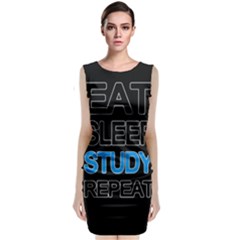 Eat Sleep Study Repeat Sleeveless Velvet Midi Dress