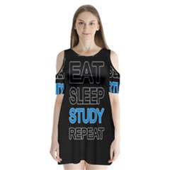 Eat Sleep Study Repeat Shoulder Cutout Velvet  One Piece by Valentinaart