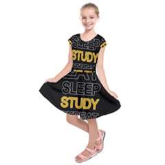 Eat Sleep Study Repeat Kids  Short Sleeve Dress by Valentinaart