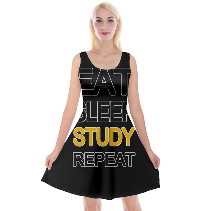 Eat sleep study repeat Reversible Velvet Sleeveless Dress