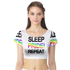 Eat Sleep Pride Repeat Short Sleeve Crop Top (tight Fit) by Valentinaart