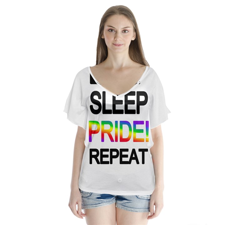 Eat sleep pride repeat Flutter Sleeve Top