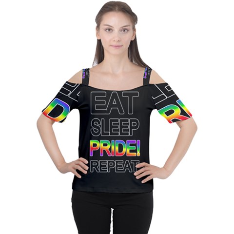 Eat Sleep Pride Repeat Women s Cutout Shoulder Tee by Valentinaart