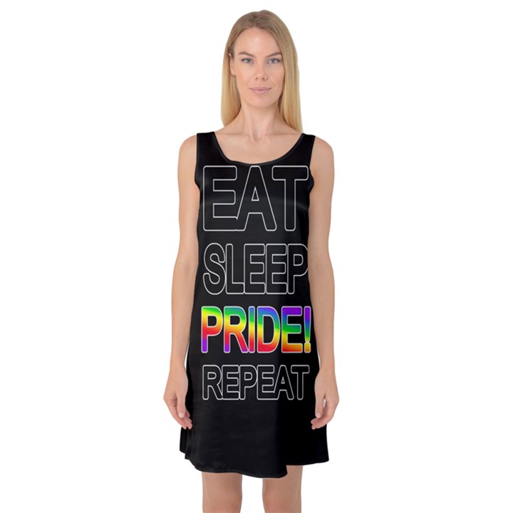 Eat sleep pride repeat Sleeveless Satin Nightdress