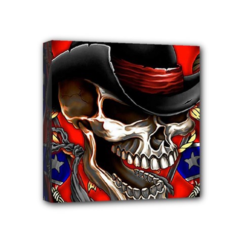 Confederate Flag Usa America United States Csa Civil War Rebel Dixie Military Poster Skull Mini Canvas 4  x 4 