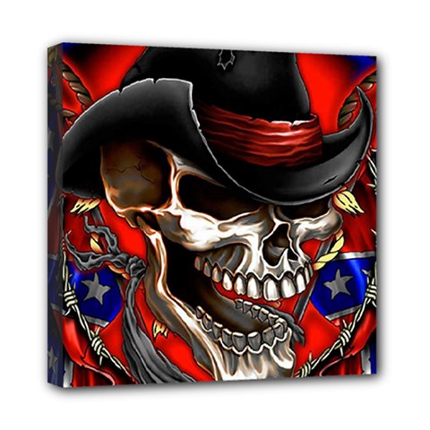 Confederate Flag Usa America United States Csa Civil War Rebel Dixie Military Poster Skull Mini Canvas 8  x 8 