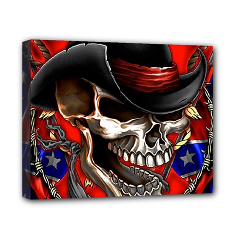 Confederate Flag Usa America United States Csa Civil War Rebel Dixie Military Poster Skull Canvas 10  x 8 