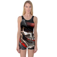 Confederate Flag Usa America United States Csa Civil War Rebel Dixie Military Poster Skull One Piece Boyleg Swimsuit