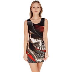 Confederate Flag Usa America United States Csa Civil War Rebel Dixie Military Poster Skull Sleeveless Bodycon Dress