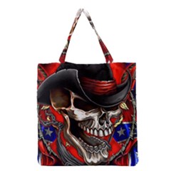 Confederate Flag Usa America United States Csa Civil War Rebel Dixie Military Poster Skull Grocery Tote Bag