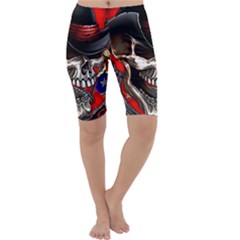 Confederate Flag Usa America United States Csa Civil War Rebel Dixie Military Poster Skull Cropped Leggings 