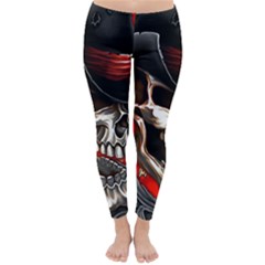 Confederate Flag Usa America United States Csa Civil War Rebel Dixie Military Poster Skull Classic Winter Leggings