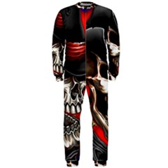 Confederate Flag Usa America United States Csa Civil War Rebel Dixie Military Poster Skull OnePiece Jumpsuit (Men) 