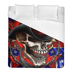 Confederate Flag Usa America United States Csa Civil War Rebel Dixie Military Poster Skull Duvet Cover (Full/ Double Size)