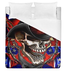 Confederate Flag Usa America United States Csa Civil War Rebel Dixie Military Poster Skull Duvet Cover (Queen Size)