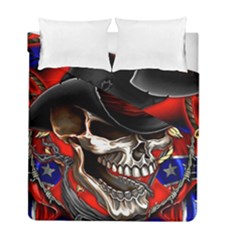 Confederate Flag Usa America United States Csa Civil War Rebel Dixie Military Poster Skull Duvet Cover Double Side (Full/ Double Size)